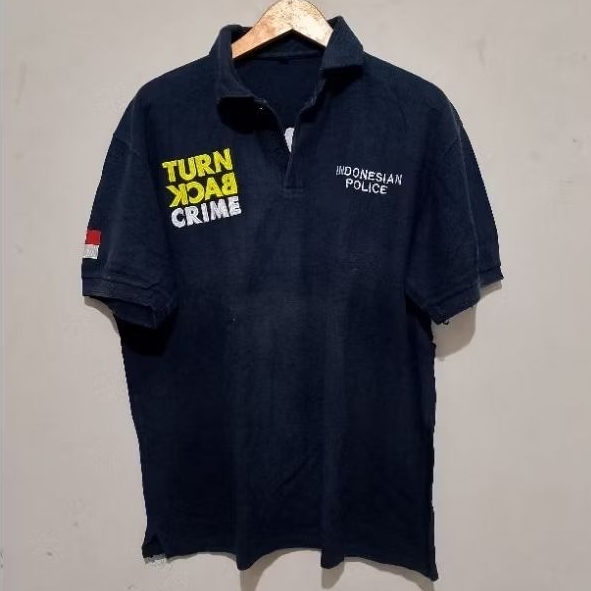 Polo Shirt Kemeja Kaos Lengan Pendek Turn Back Crime 86 Resmob Polda Second Original Preloved
