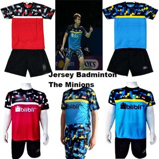 Baju Badminton Pria / Stelan Baju dan Celana  hitam polos Badminton