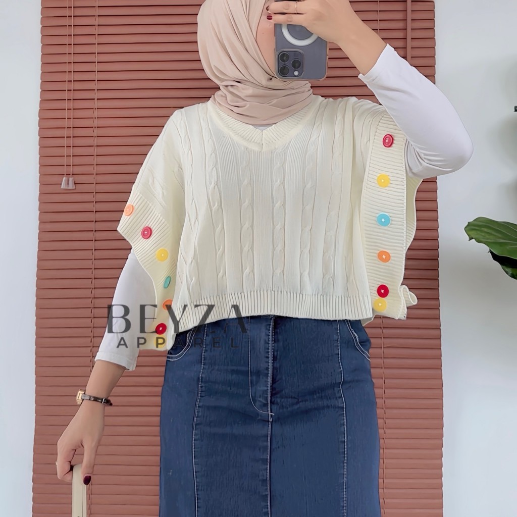 [Beyza Apparel] Salsa Vest Rompi Rajut Wanita Trendi dengan Kancing Mewah Halus Atasan Wanita Rajut 