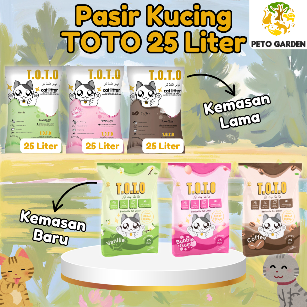 Pasir Kucing TOTO 25 Liter | Pasir Gumpal Wangi Kotoran Kucing