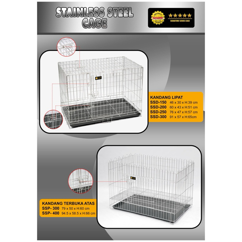 STAINLESS STEEL CAGE OCTAGON Kandang Lipat & Kandang Terbuka Keatas All Varian Kandang Anjing Kucing