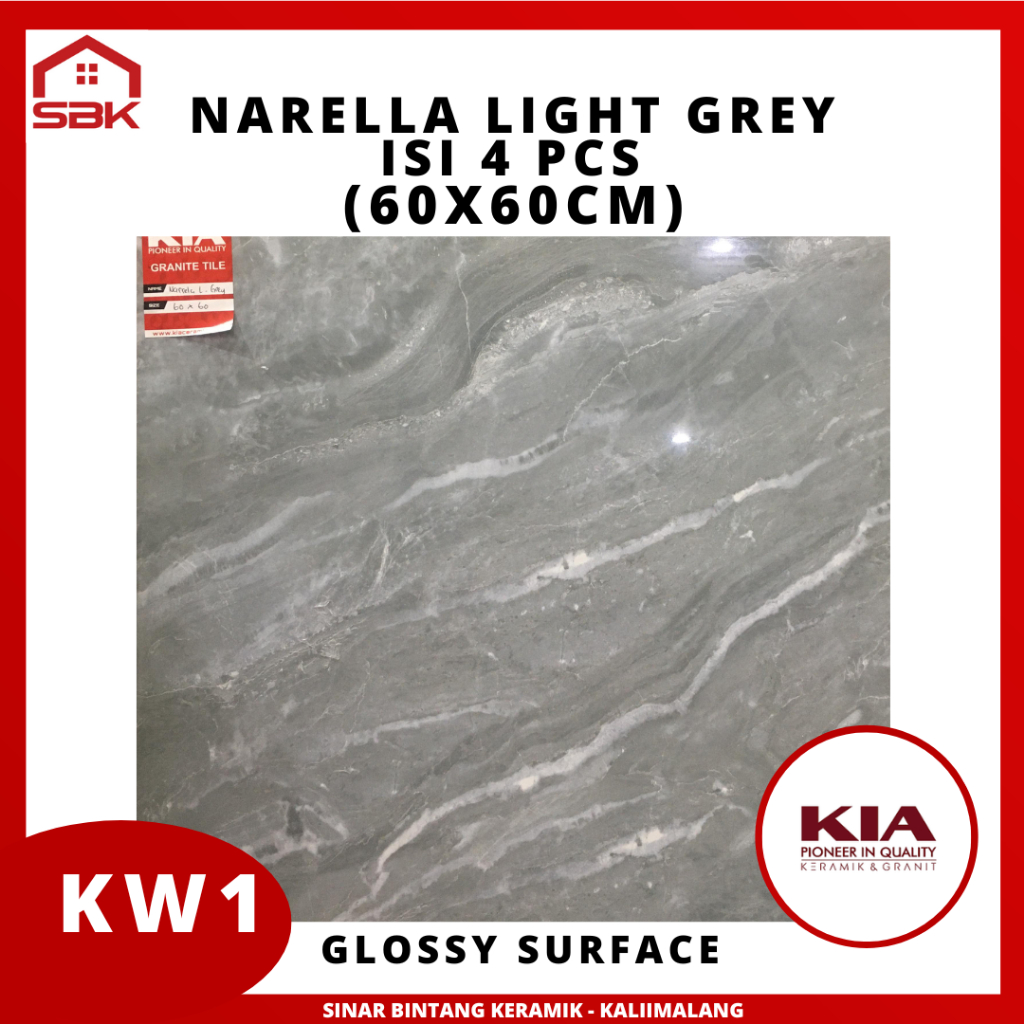 Granit Lantai Ruangan 60x60 Narella Light Grey Kia