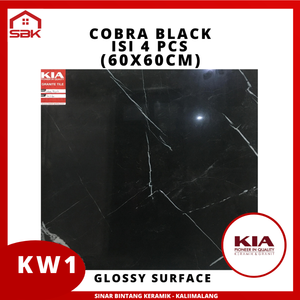 Granit Lantai Ruangan 60x60 Cobra Black Kia