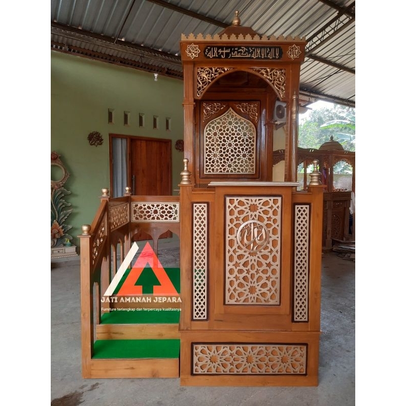 mimbar tingkat, mimbar tangga depan, mimbar masjid, mimbar kubah, mimbar masjid minimalis, mimbar ma