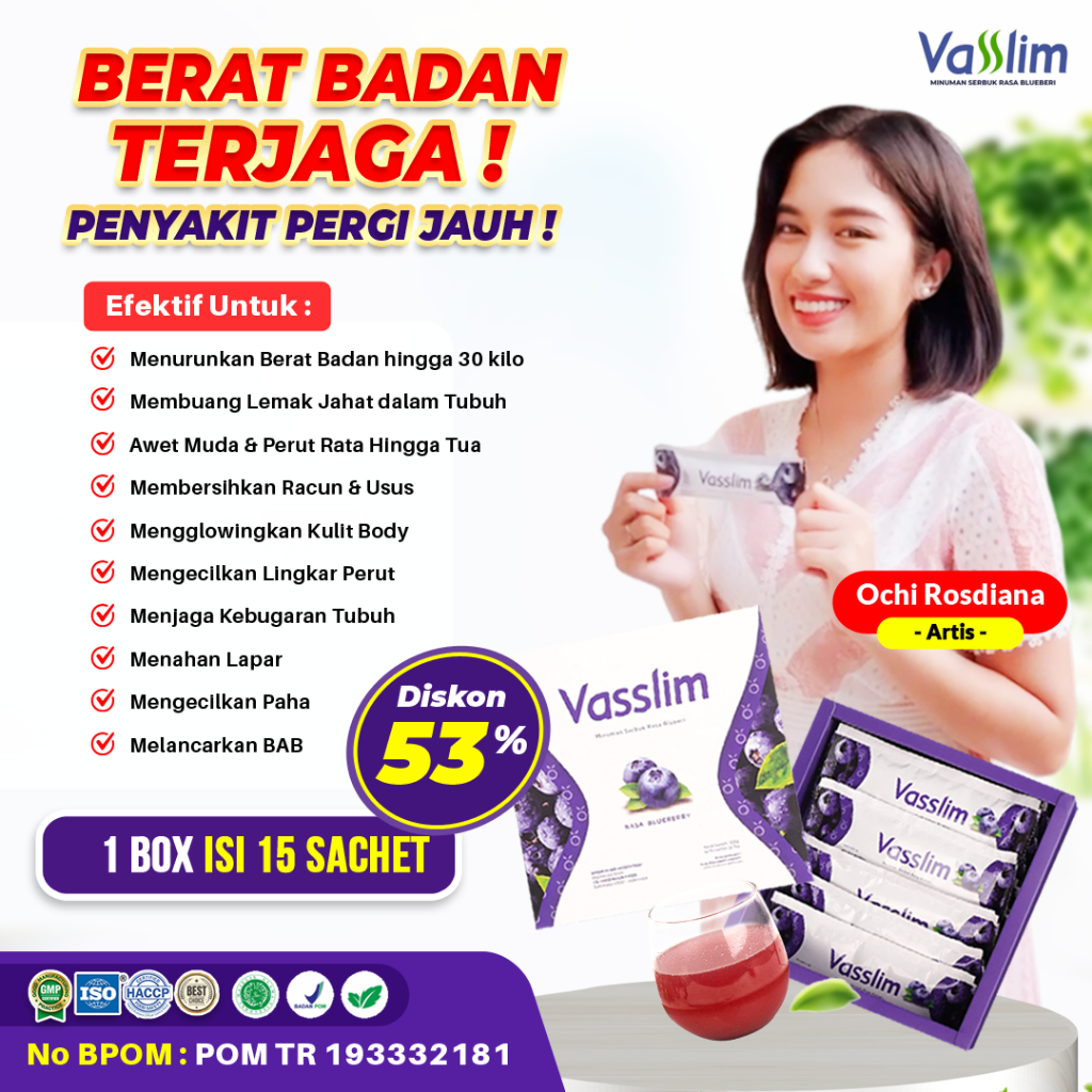 Vasslim Fiber Drink Diet Pelangsing Badan Perut Buncit Wanita Herbal Cepat dan Ampuh Bpom