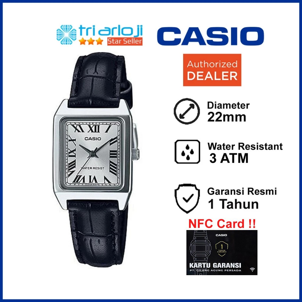 CASIO LTP-V007L-7B1UDF Jam Tangan Wanita Analog Hitam Kulit LTP-V007L-7B1 LTPV007L LTP V007L
