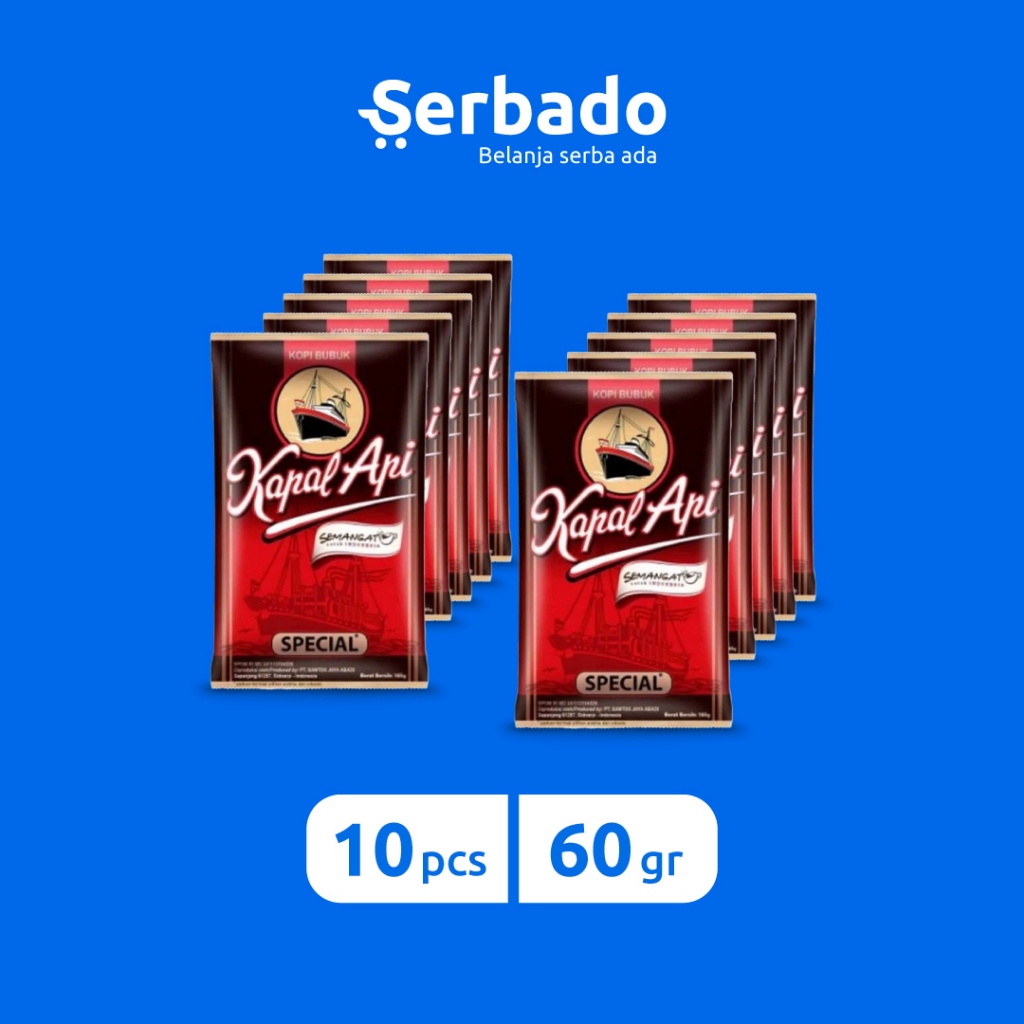 

Kapal Api Special Merah Kopi Bubuk Kemasan Sachet 60gr (Isi 10 Pcs)