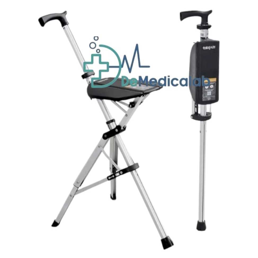 Tongkat Kursi Portable Premium OneHealth OH-TD01 Aluminium 2 Fungsi Tongkat Kursi Lipat