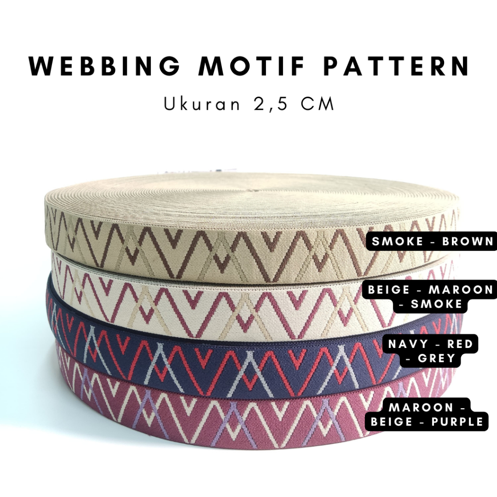 Webbing Motif Weaving Ukuran 2.5 CM | tali webbing | elastis