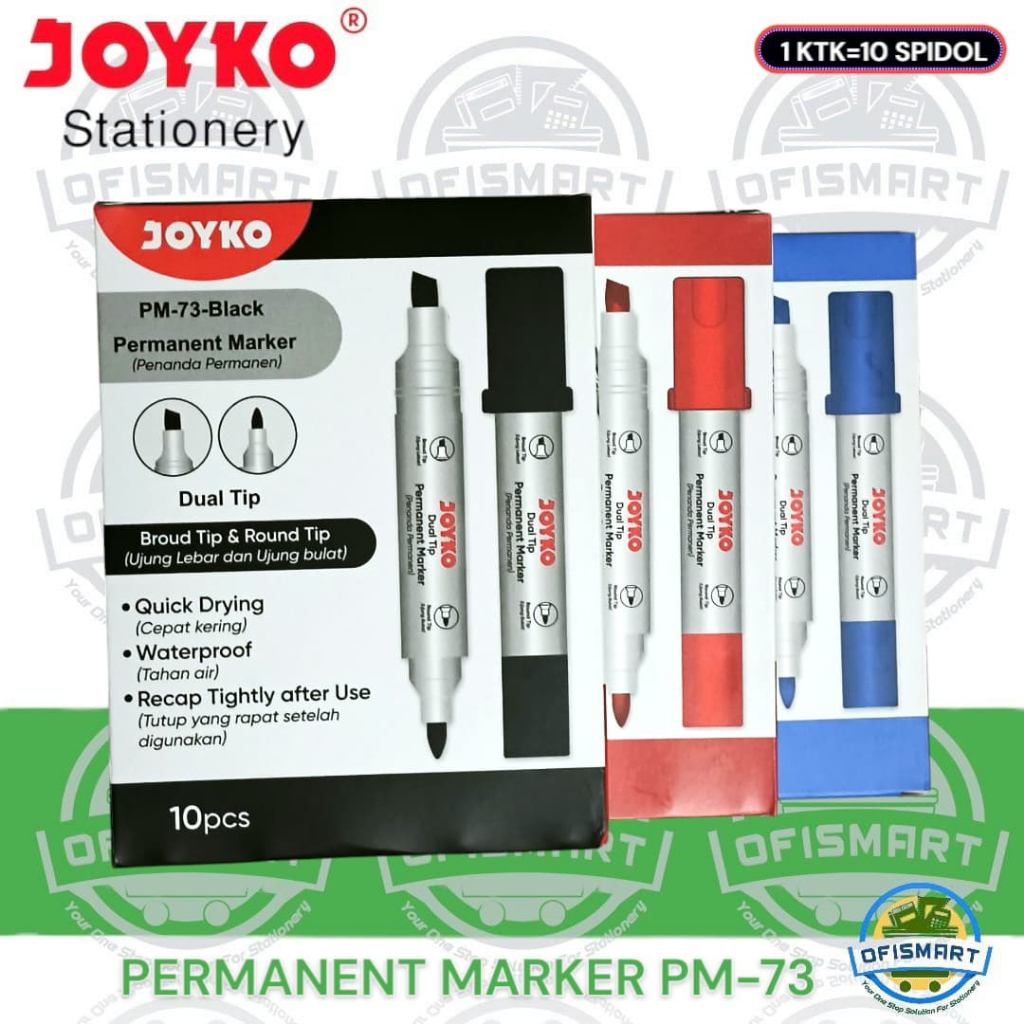 

Joyko Spidol Permanent Marker PM - 73 Murah | @1 Ktk=10 PCs