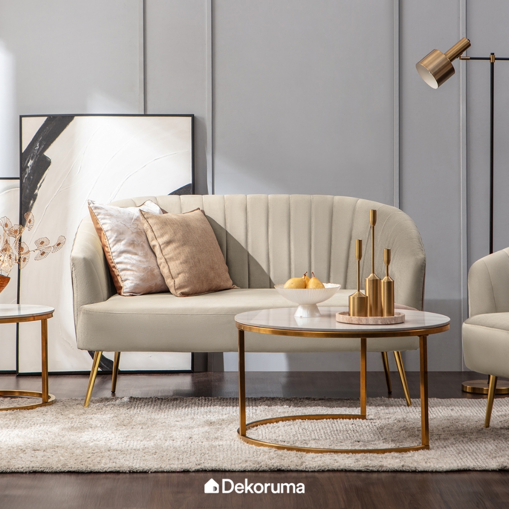 Dekoruma ZIKA Sofa Minimalis 2 Dudukan Kain / Sofa 2 Seater - Cokelat