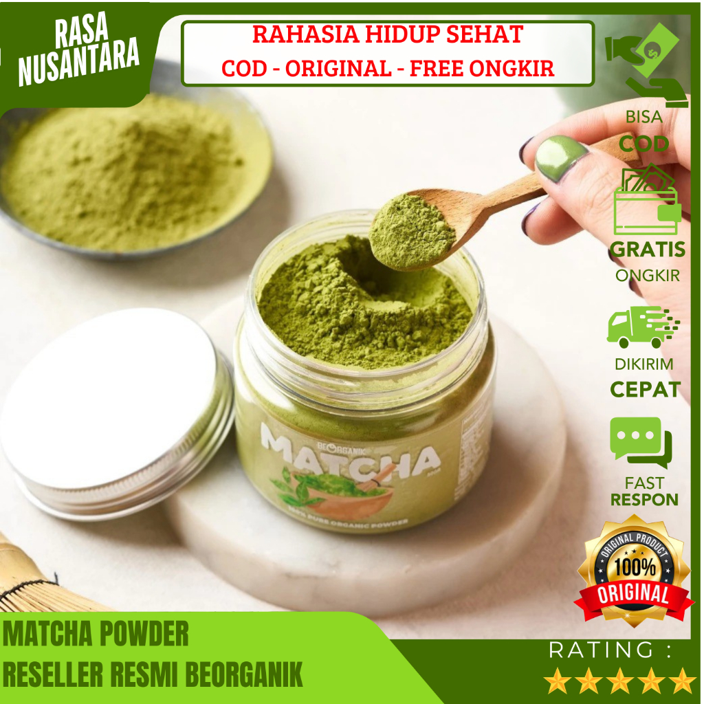 

BEORGANIK PURE MATCHA (GRATIS ONGKIR) Bubuk Matcha Organik Murni Uji Matcha Jepang 60Gr / Green Tea Powder Diet / Bubuk Minuman Matcha Green Tea / Matcha Pure Premium ORIGINAL BPOM