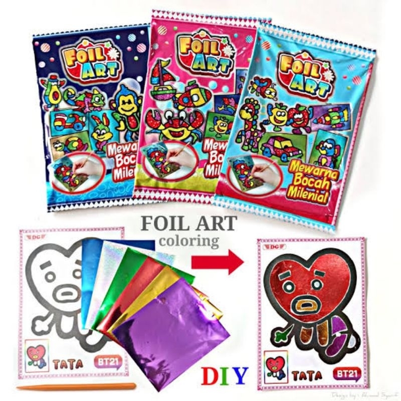 DIY FOIL ART COLORING - MAINAN EDUKASI ANAK TK SD PAUD SOUVENIR ULTAH