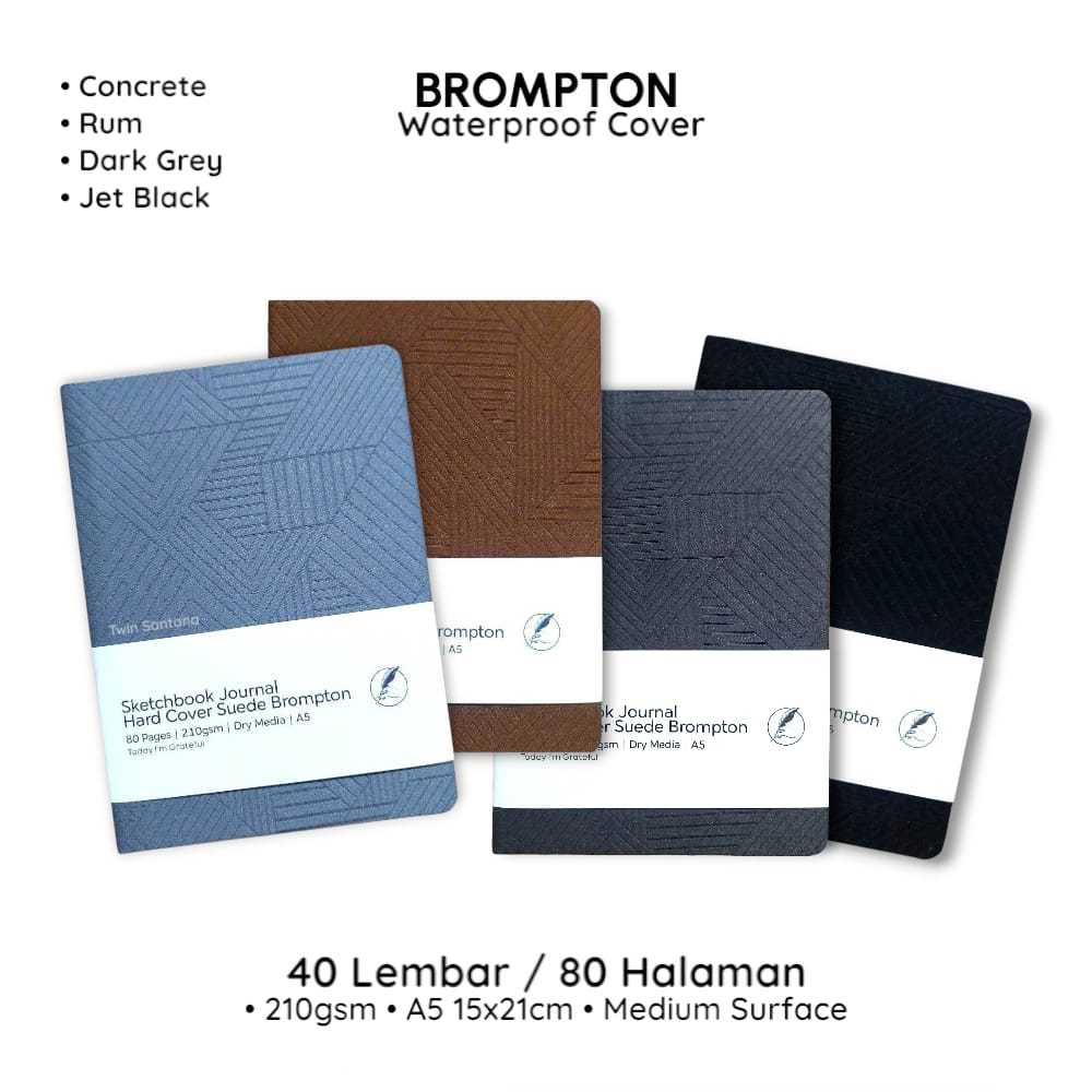 

Skeetchbook Jurnal A5 Hard Cover Waterproof Suede Brompton Motif - 210gsm 80 Halaman Medium Surface