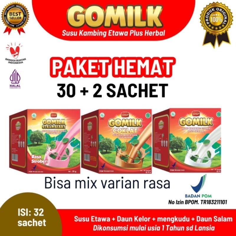 

Gomilk susu etawa plus herbal kemasan sachet beli 30+2