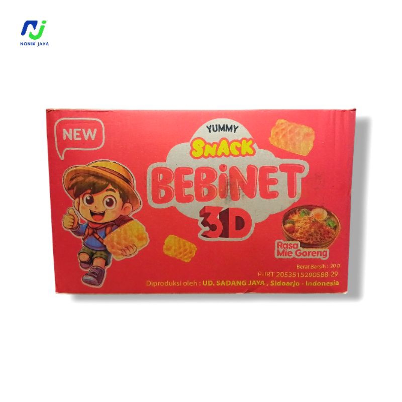 

( SNACK BERHADIAH ) Bebinet 3D Snack Rasa Mie Goreng 1 Dus Isi 40 Pcs@20g
