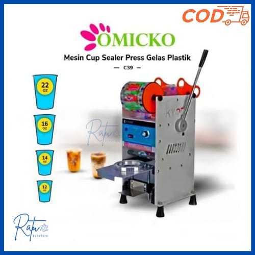 Mesin press Cup sealer alat press gelas minuman 8oz - 26oz omicko C39 ukuran kecil -Jumbo-PROMO