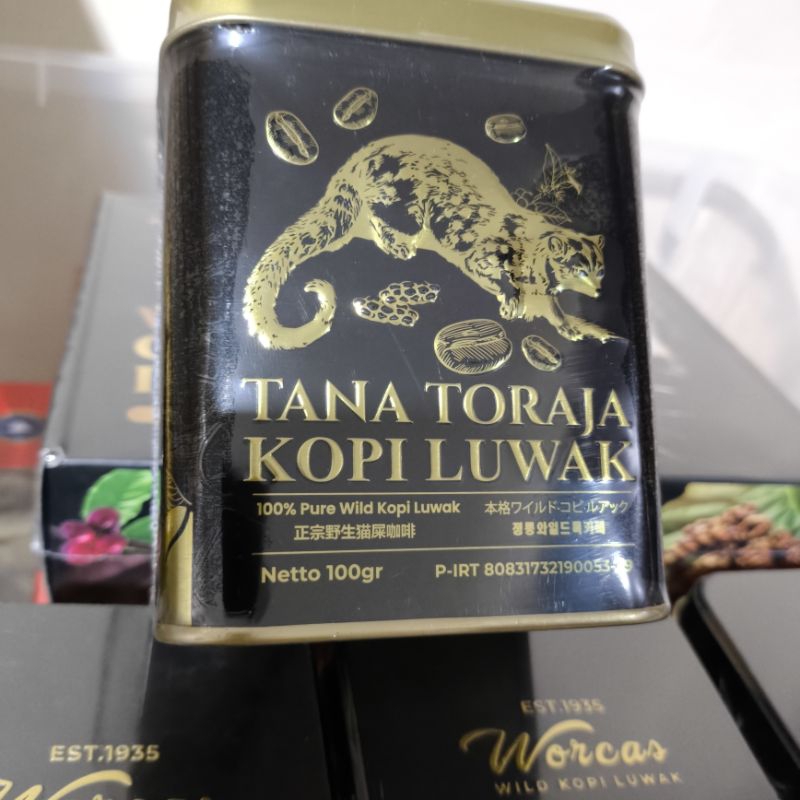 

Kopi Luwak Tanah Toraja by Worcas | Wild Luwak Coffee Tanah Toraja Can 100gr by Worcas 100% pure wild kopi luwak