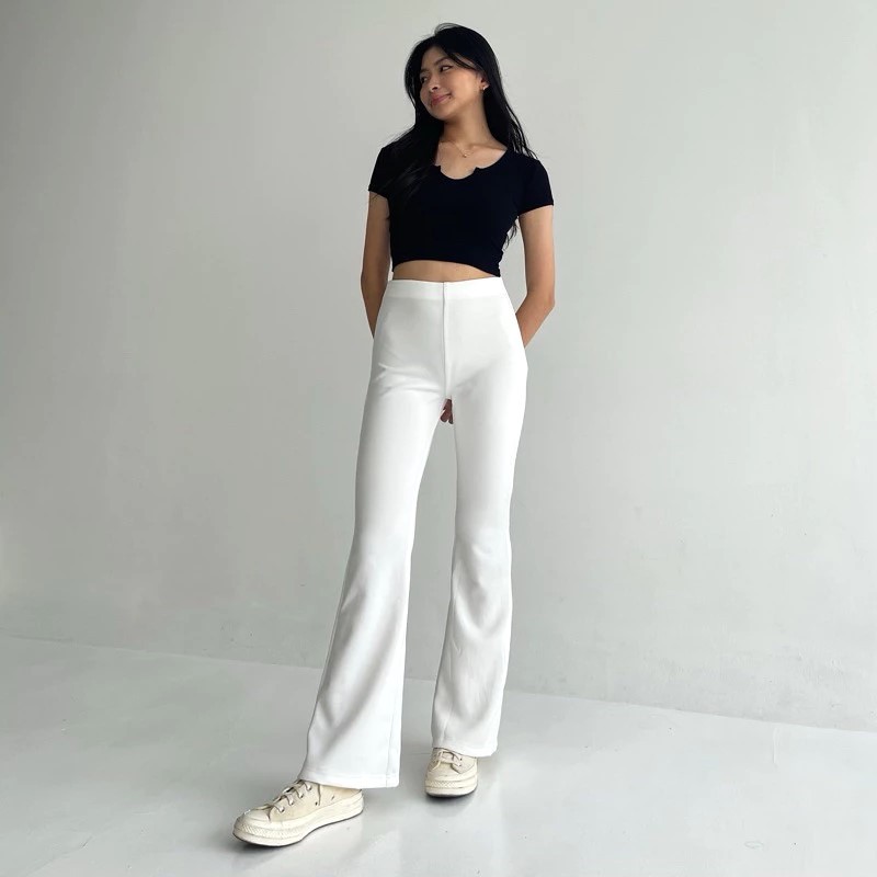 Celana Cutbray Scuba – Celana Flare Pants Cutbray Scuba Pinggang Highwaist - Celana Panjang Kulot Wa