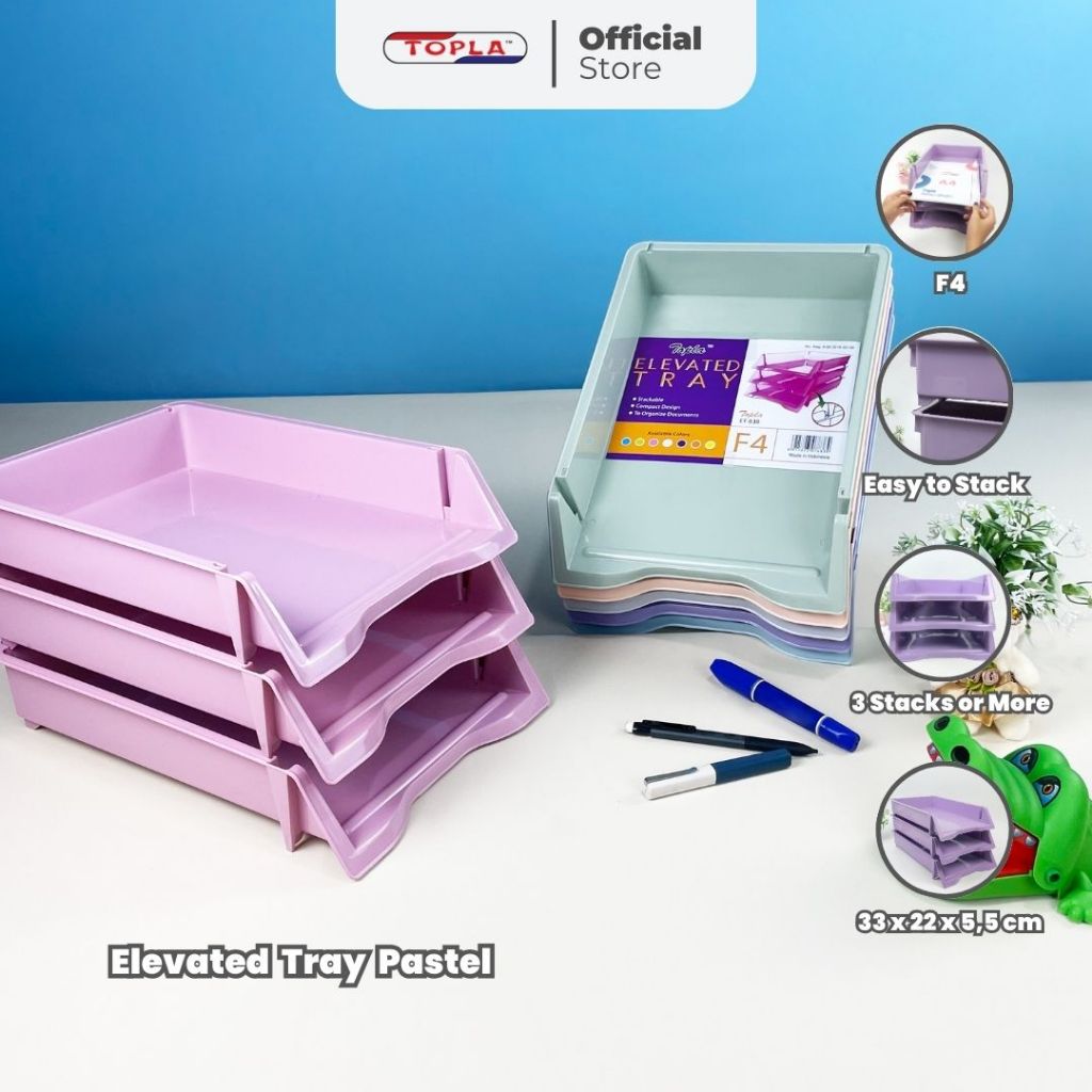 Rak Kertas Susun 3 Tingkat Desk Organizer Estetik untuk Folio A4 Kantor