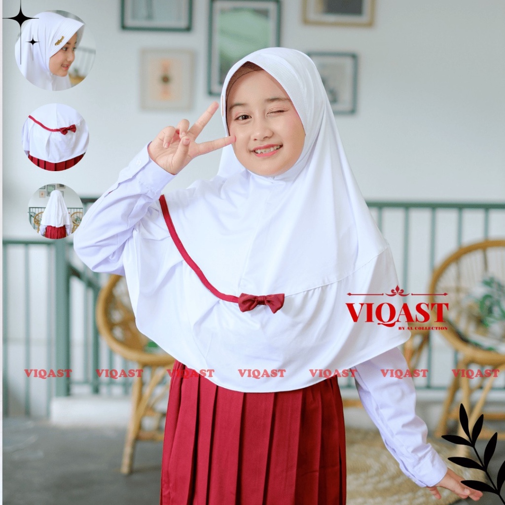 Kerudung Sekolah Anak Pita Rempel ZAFHIRAH 4-13 Tahun Jilbab TK Hijab SD PREMIUM