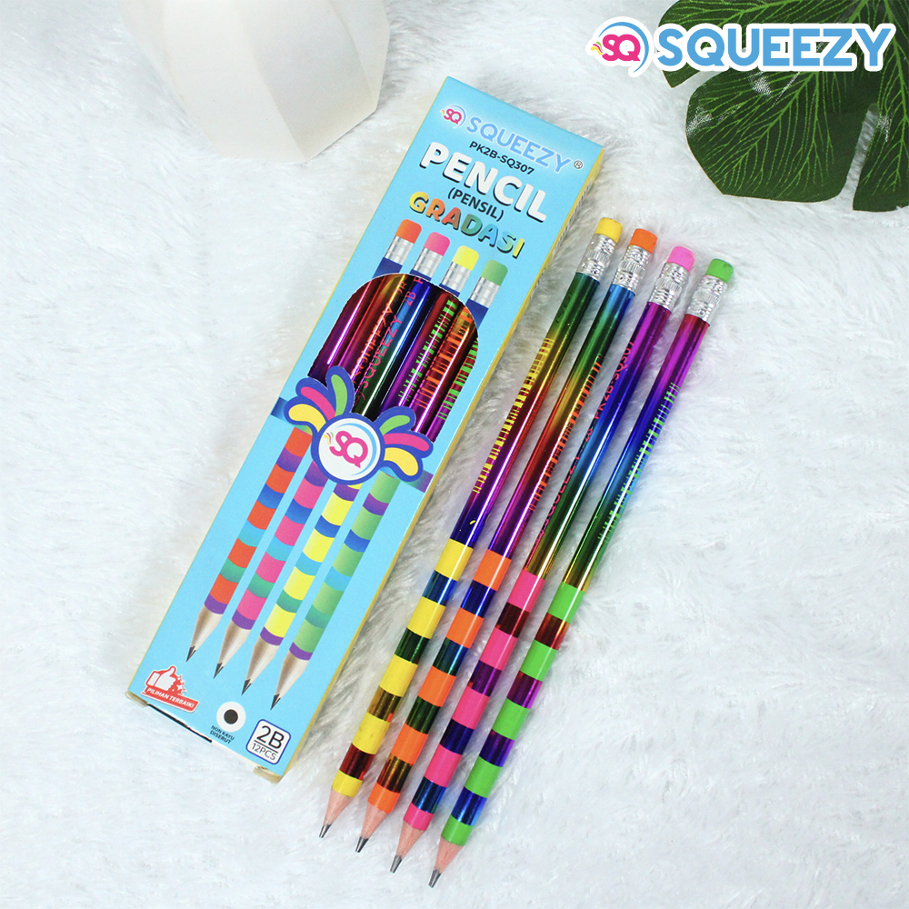 

1 LSN / 12 Pcs Pensil Squeezy PK2B-SQ307 Gradasi + Eraser