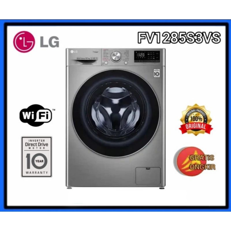 LG FV1285S3VS Mesin Cuci LG 8,5 Kg Front Loading mesin cuci 8,5Kg Bukaan Depan Inverter Wifi Direct 