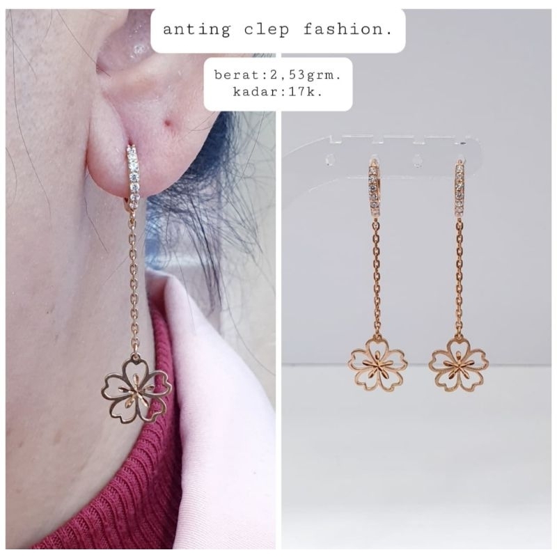 Anting emas 75 bunga clover
