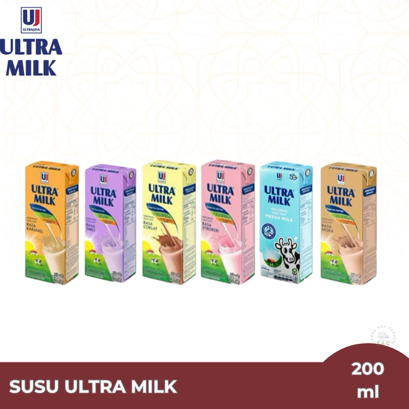 

Ultra Milk susu UHT 200ml Full Cream Strawberry Cokelat Moka 200 ml