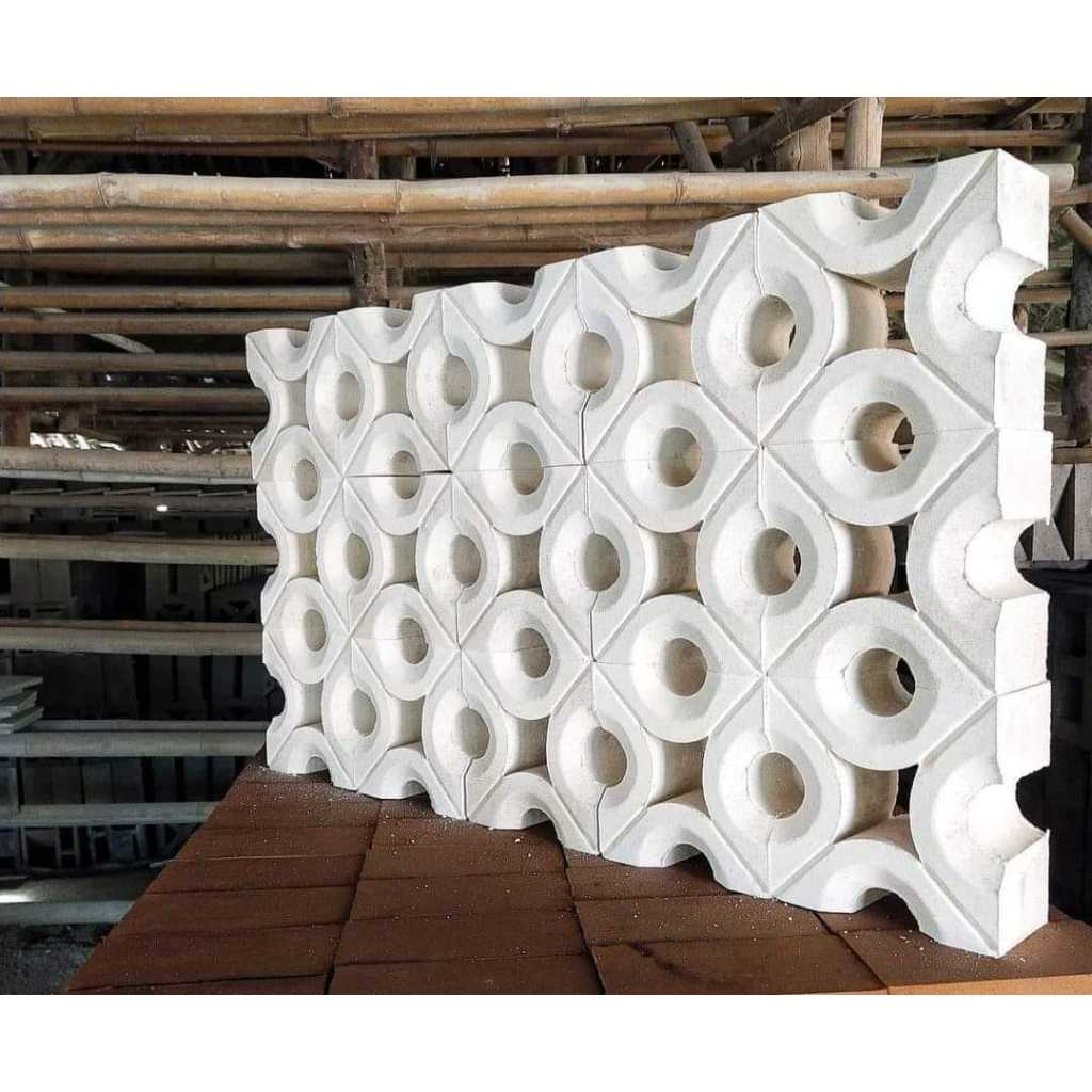 Roster Beton / Roster Beton Modern / Roster Beton Putih Motif Padi