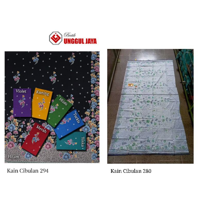 Kain Batik Unggul Jaya - Putri Jelita - Cibulan 280, 294 - Motif Bunga Bahan Katun Primisima Super A