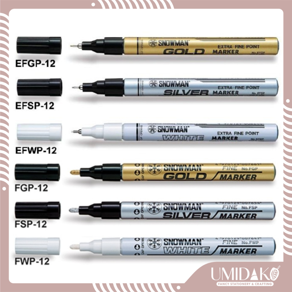 

[UMIDAKO] SPIDOL SNOWMAN PAINT MARKER FINE & EXTRA FINE (GOLD, WHITE, & SILVER)