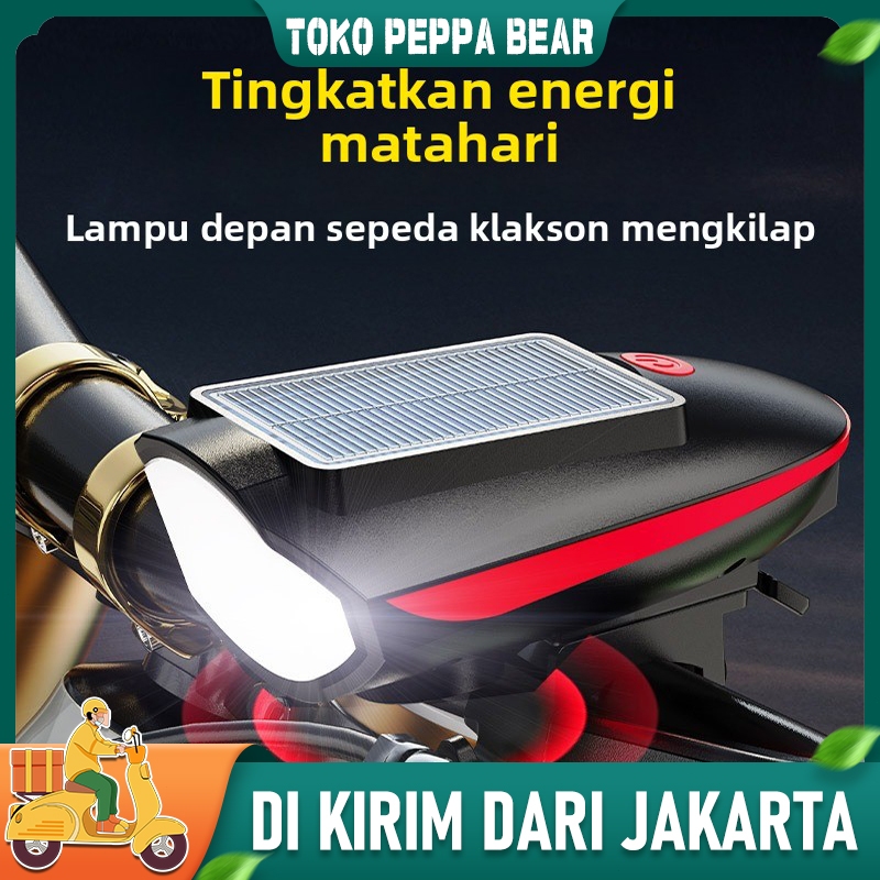 Lampu Sepeda 3 in 1 XPG ✅ Klakson Solar Charger + Lampu Depan LED Super Terang  Waterproof ✅ Aksesor