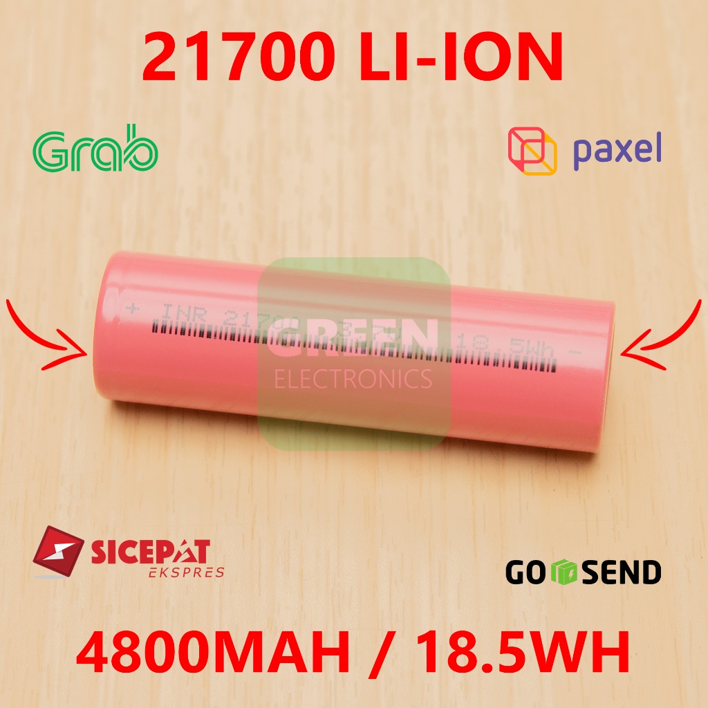 INR 21700 4800mAh 18.5Wh Li-Ion Lithium Ion Battery Cell Tesla Style Baterai Drone EV Mobil Motor Li