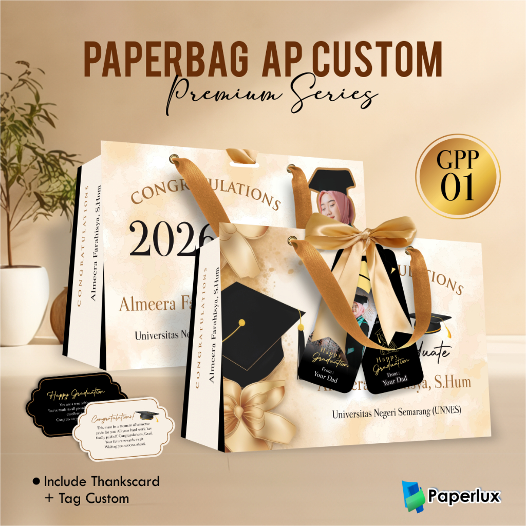 

PAPERBAG CUSTOM WISUDA PREMIUM PAPER - PAPER BAG GIFT GRADUATION THANK CARD CUSTOM HIGH QUALITY