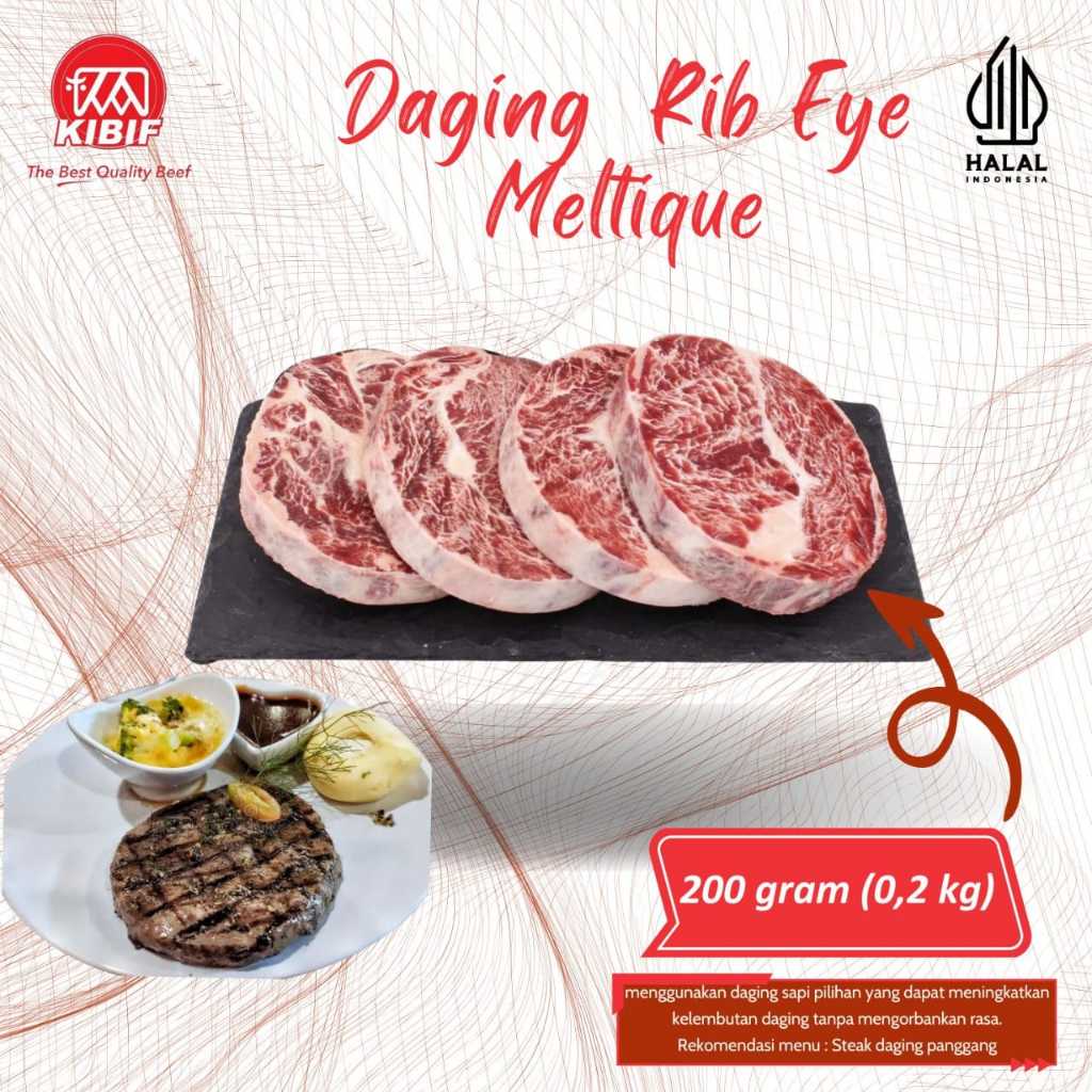 

Daging Rib Eye Meltique Porsi 200gr