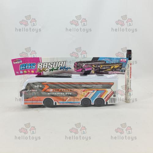 Mainan Anak Mobil Bus Basuri Musik Telolet B/O Mini Kantong
