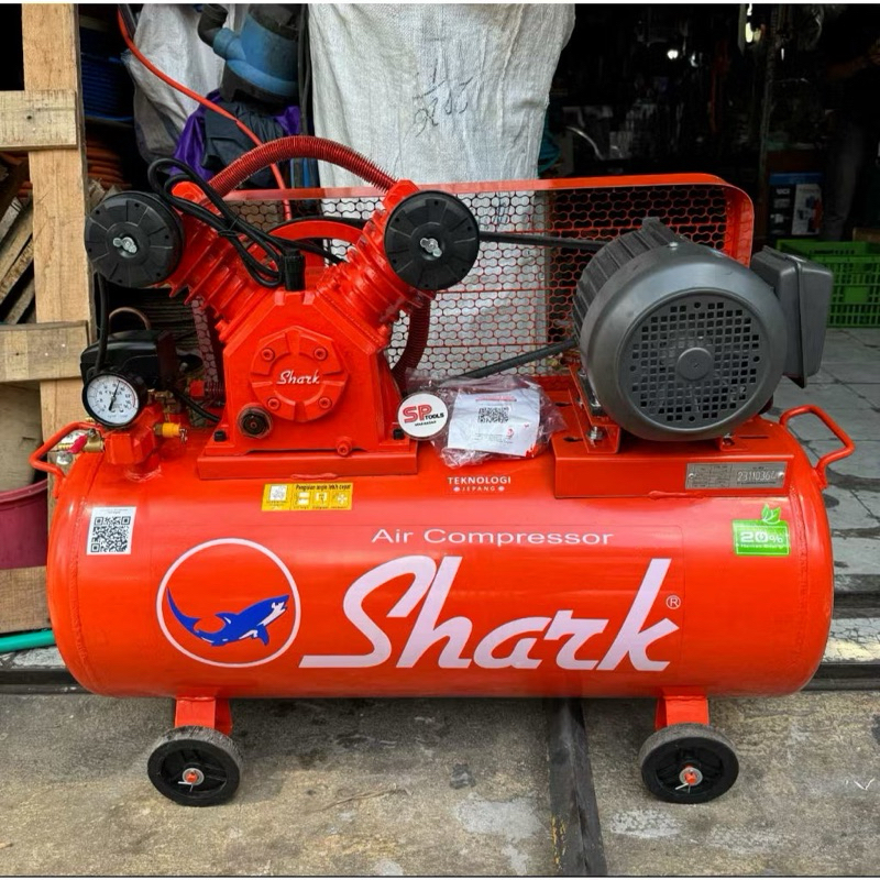 MESIN COMPRESSOR KOMPRESOR COMPRESOR ANGIN 1HP 1HP SHARK + DINAMO LISTRIK