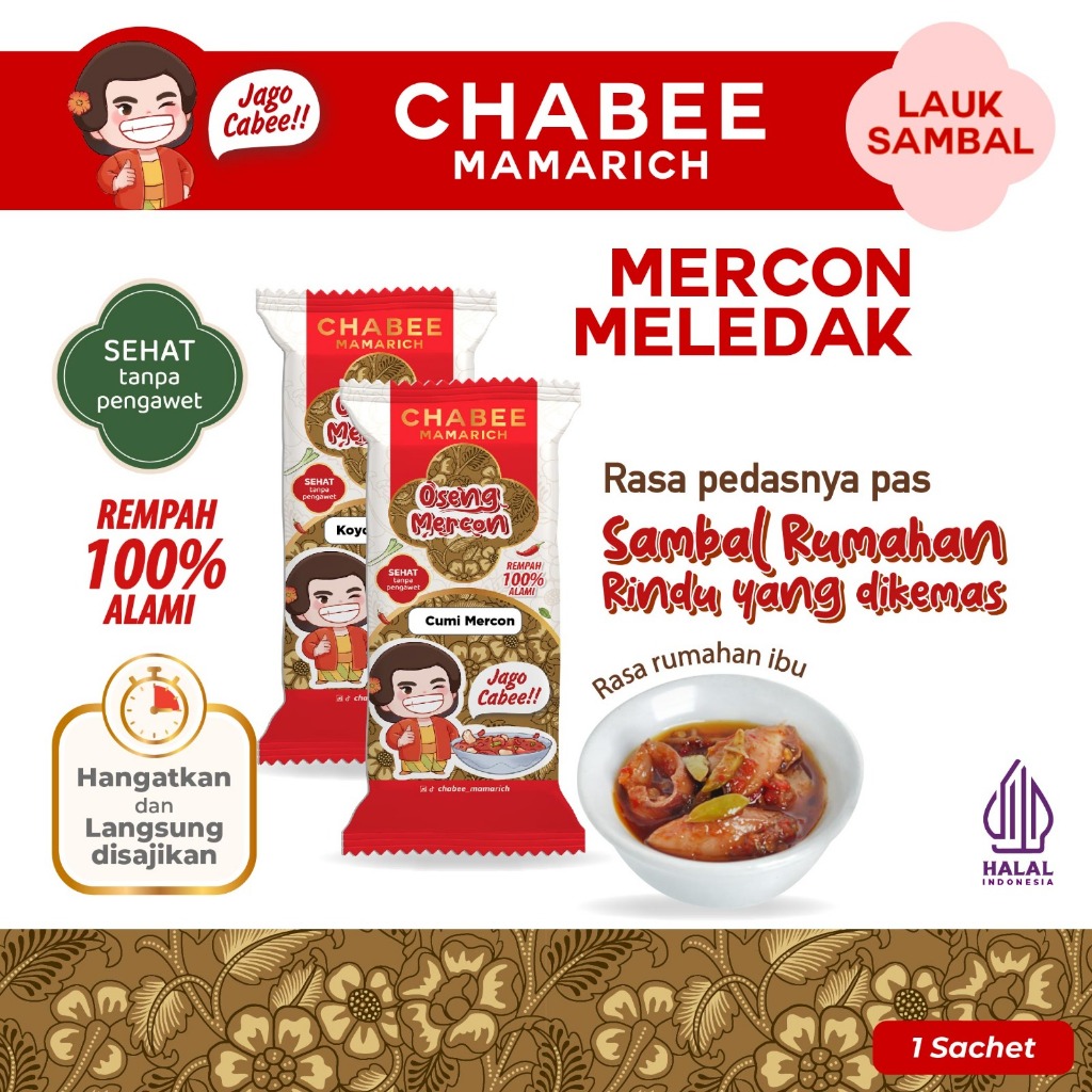 

Chabee Sambal Mercon Meledak / Sambal Rumahan Kemasan Praktis Anak Kos & Travelling – Sehat Tanpa Pengawet | Lauk Sambel Cabe Pedas