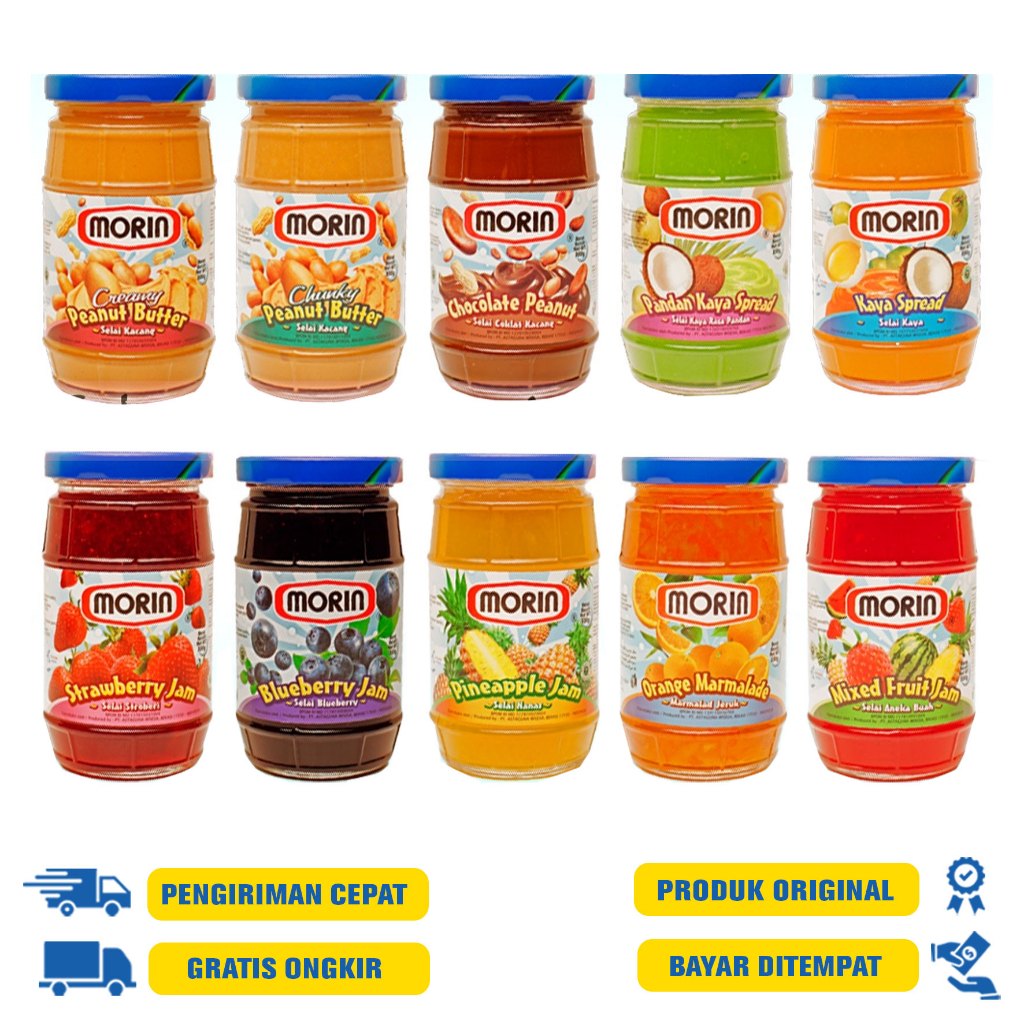 Morin  Selai Jar Botol150 |170 | 250 | 330 | 300 G.R - Strawberry|Pandan|Nanas|Srikaya|Kacang|Coklat