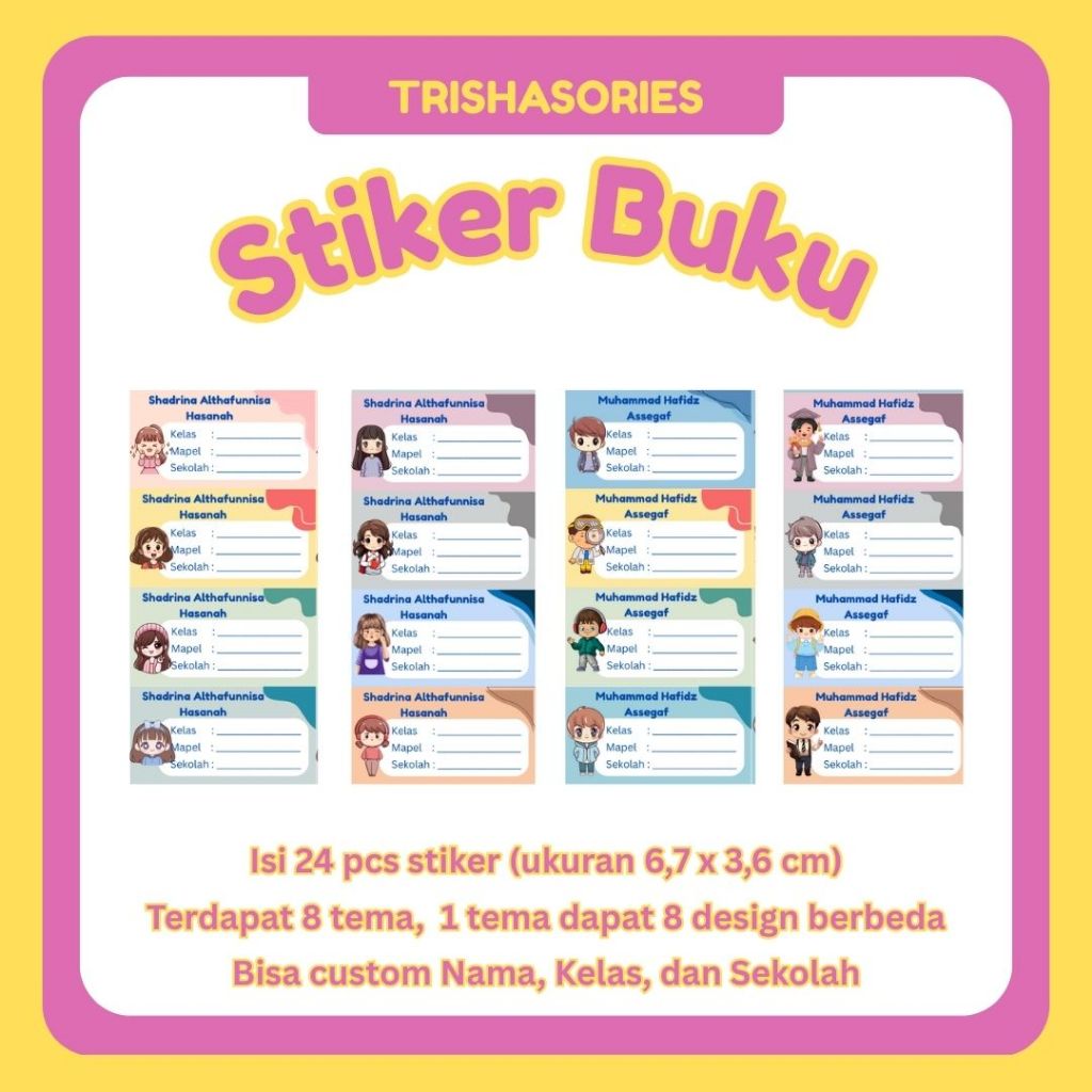 

[Isi 24pcs] Sticker Buku | Stiker Mata Pelajaran | Sticker Custom