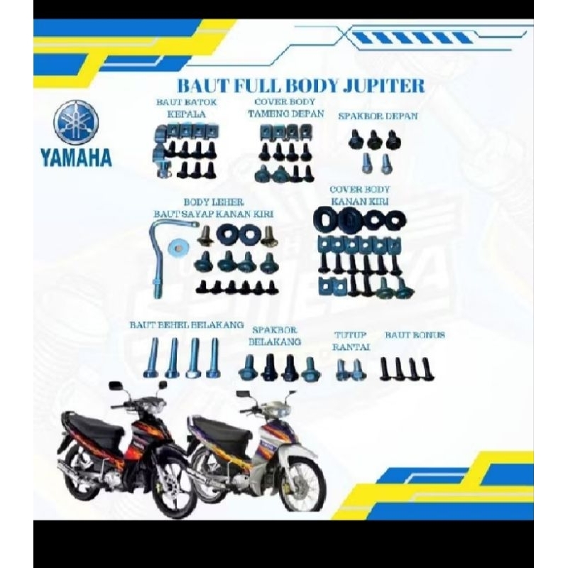 baut FULLSET Jupiter Z terlengkap / baut yamaha Jupiter Z fullsett / baut full body Jupiter Z