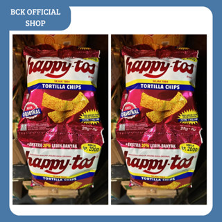 HAPPY TOS SNACK TORTILA MERAH [ 5 RENTENG x 25gr ] KARTON