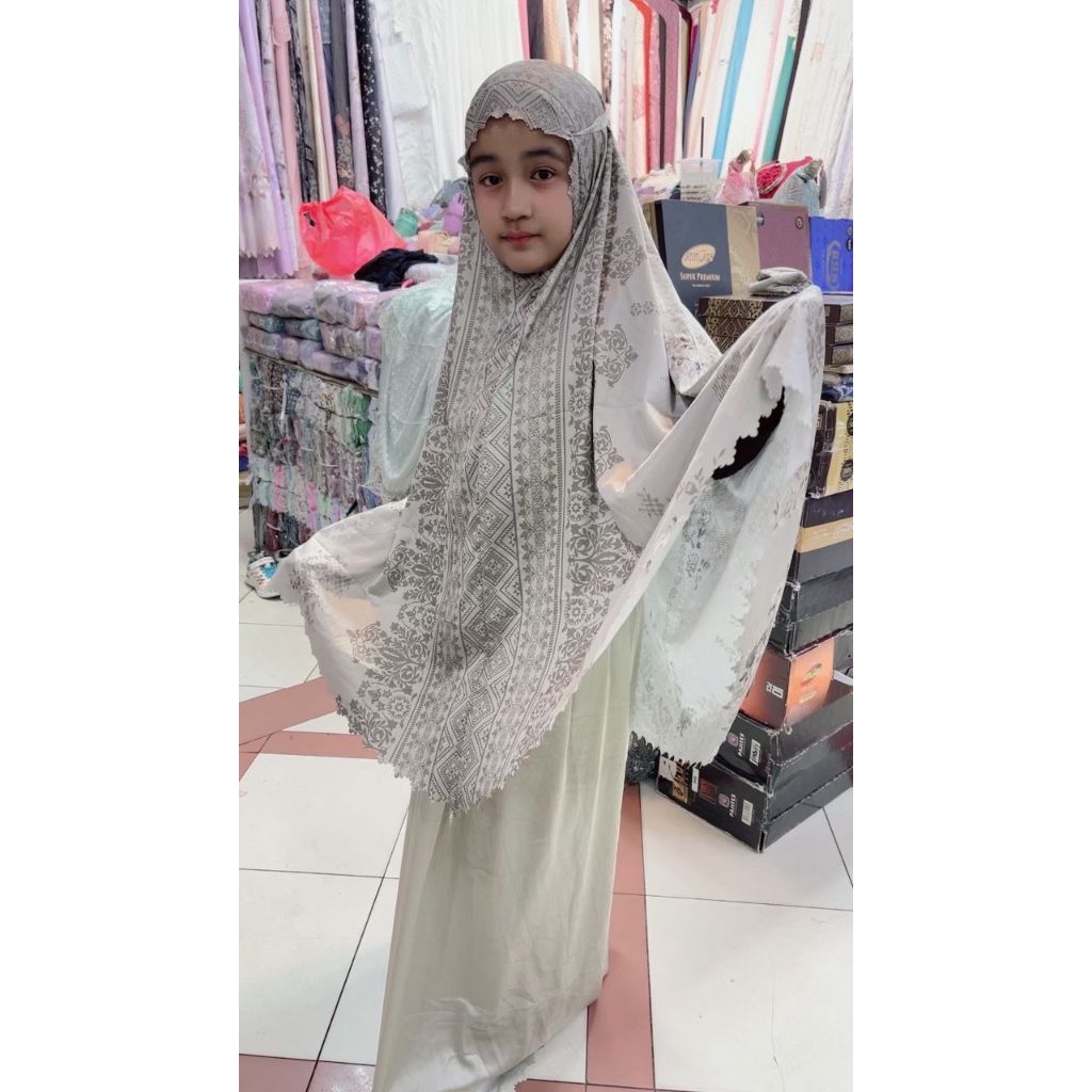 Mukena Anak Armani Silk Laser Panel