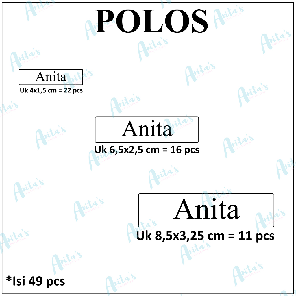 

49pcs STIKER LABEL NAMA PULPEN / PENSIL dll Tanpa Gambar / POLOS | SIZE S, M, L (MIX) | CUSTOM NAMA