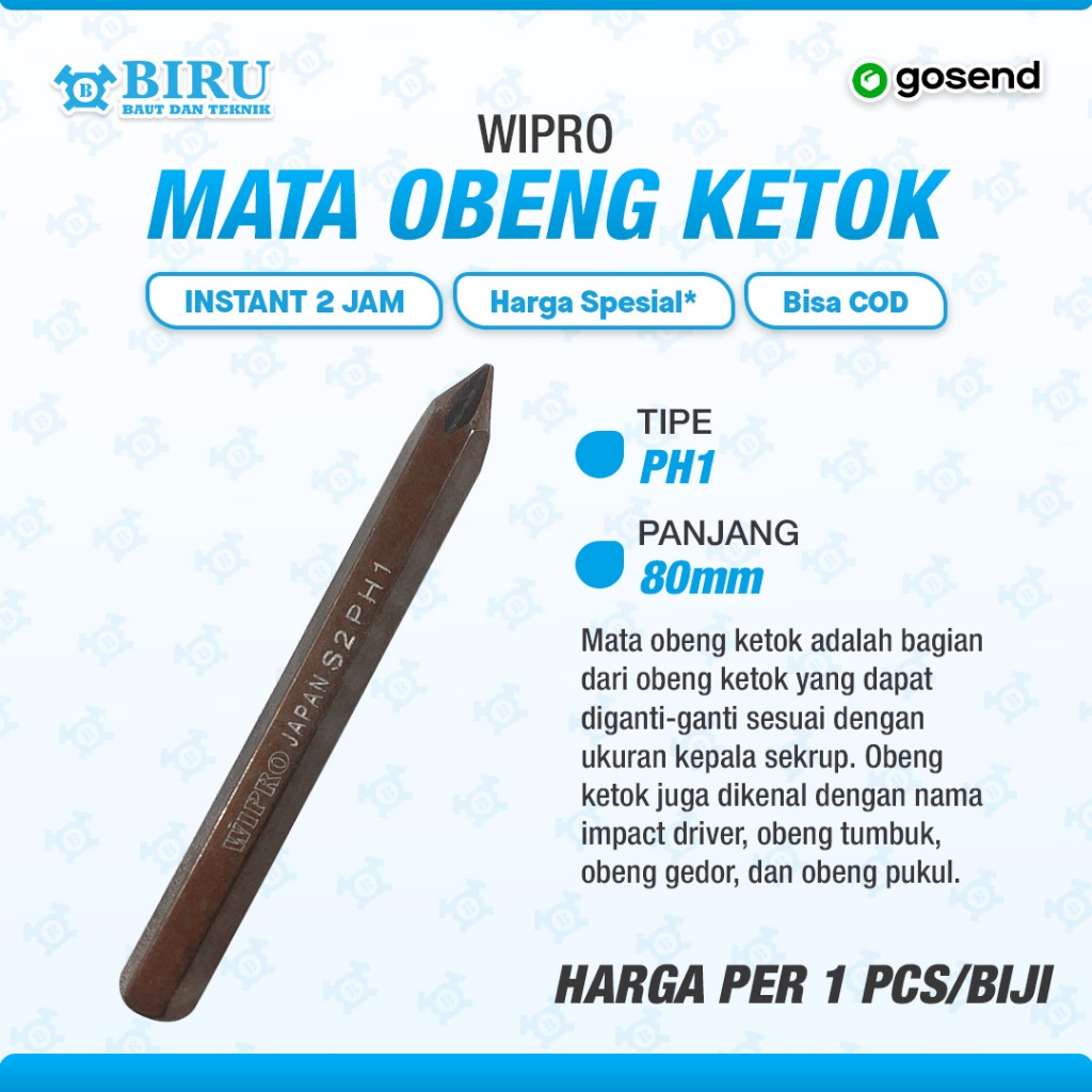 WIPRO Mata Obeng Ketok PH1 80mm Coklat