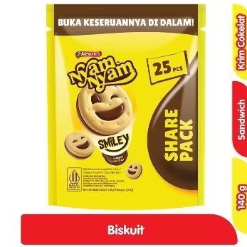 

Nyam Nyam smiley Biskuit Sandwich Cokelat Share Pack 140g