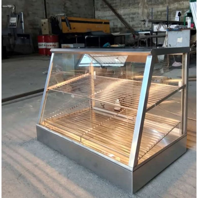 Etalase Pemanas Ayam Warmer panjang 80cm fried chicken stainless #warmer