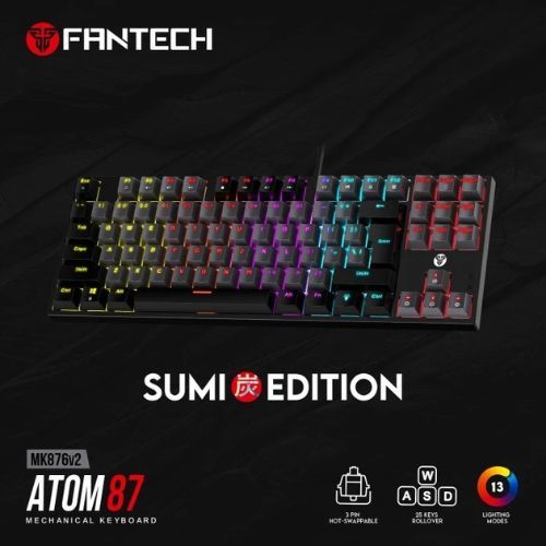 Fantech ATOM87 Mechanical Keyboard TKL 87 Key Hot-Swappable RGB Wired USB-C Black/Grey