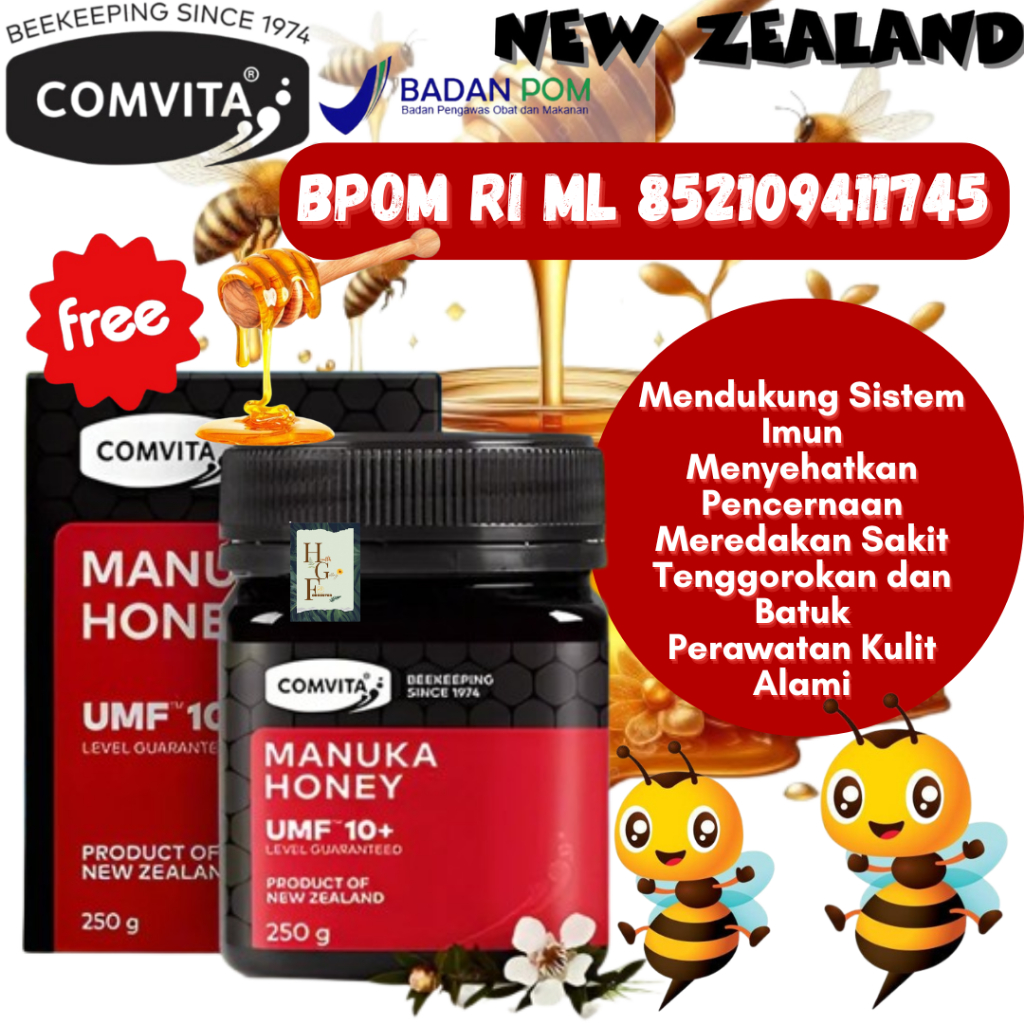 

Comvita Manuka Honey UMF 10+ 250g Free Sendok Madu Kayu